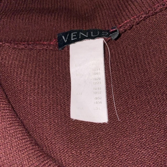 Venus Cowl Neck Long Rib Knit Burgundy Sweater Size Xl - Picture 5 of 5